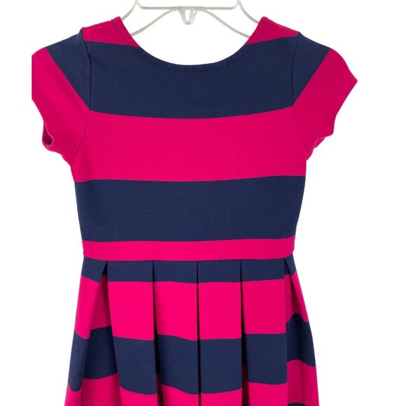 Polo Ralph Lauren Girls Striped Dress Size 5 Navy & Fuchsia Pleated Skirt - Picture 5 of 8
